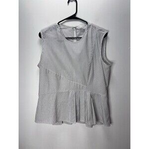 VERONICA BEARD Cotton Sleeveless Top/Shirt Crew Neck Striped Black /White Sz 12
